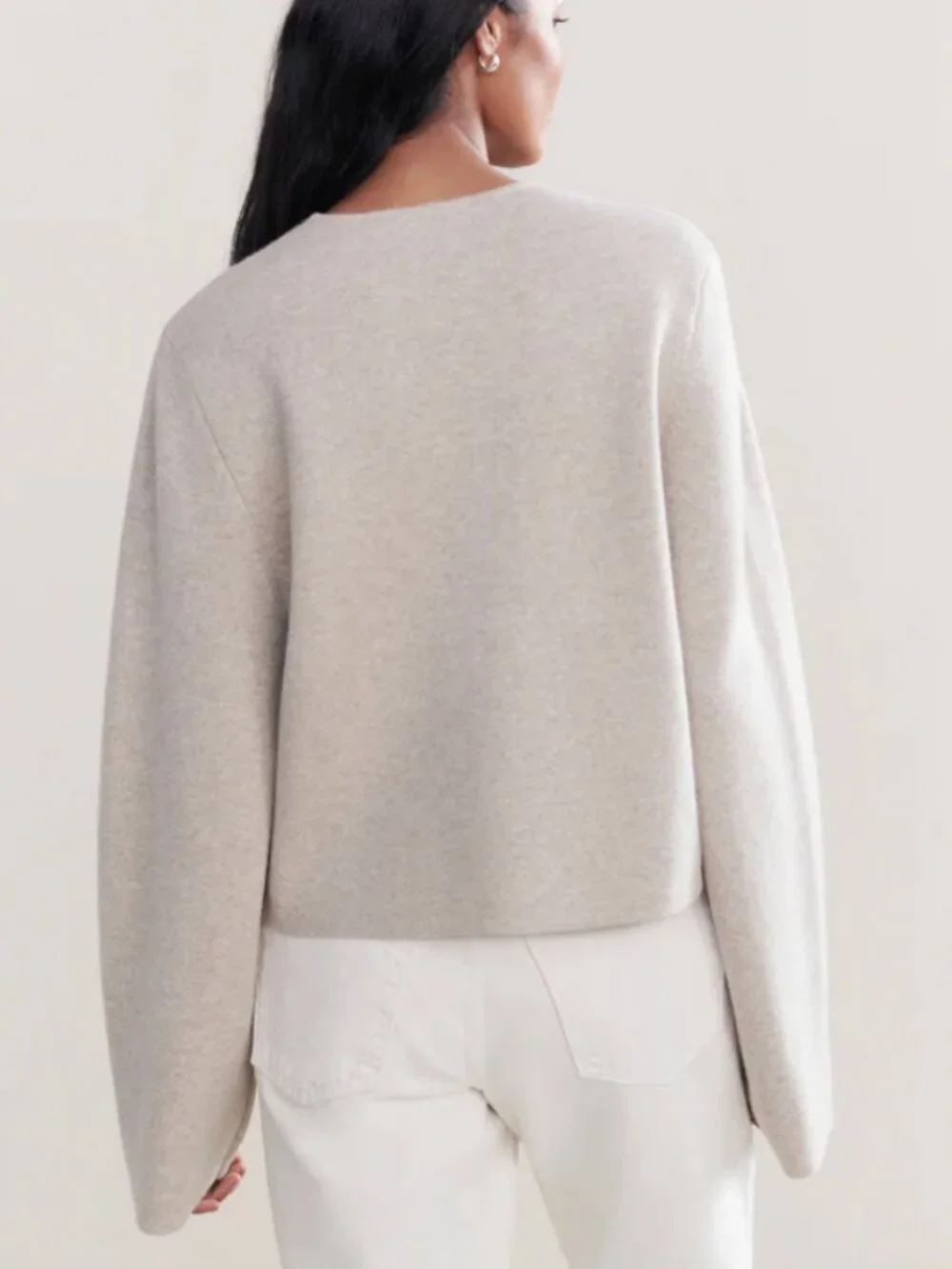 Jenni Kayne Chelsea Cardigan Wool Cashmere V Neck Oversized Neutral M Spring - Picture 2 of 8